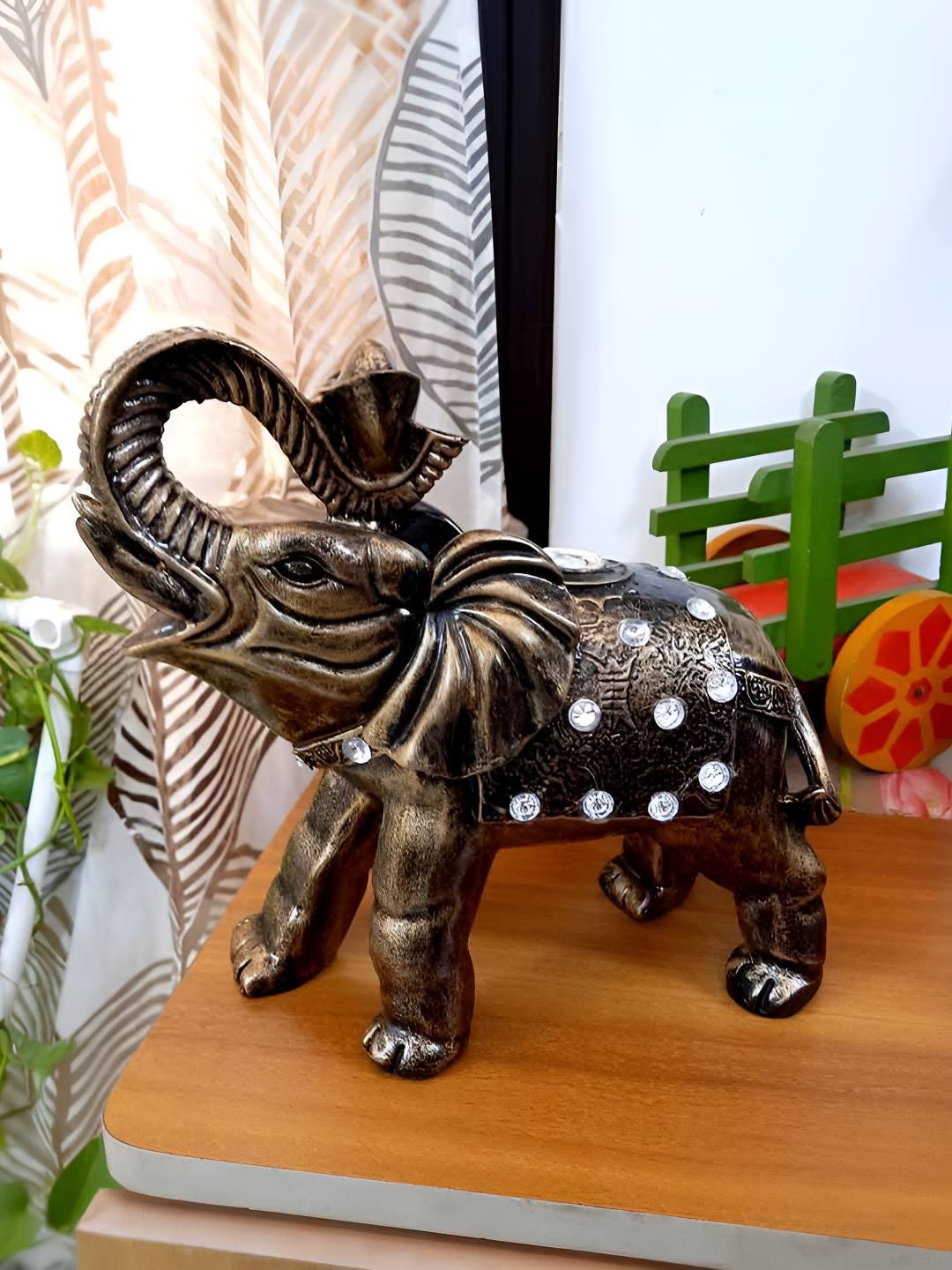 

apka mart Brown & White Birds And Animals Figurine AntiqueElephant Showpiece