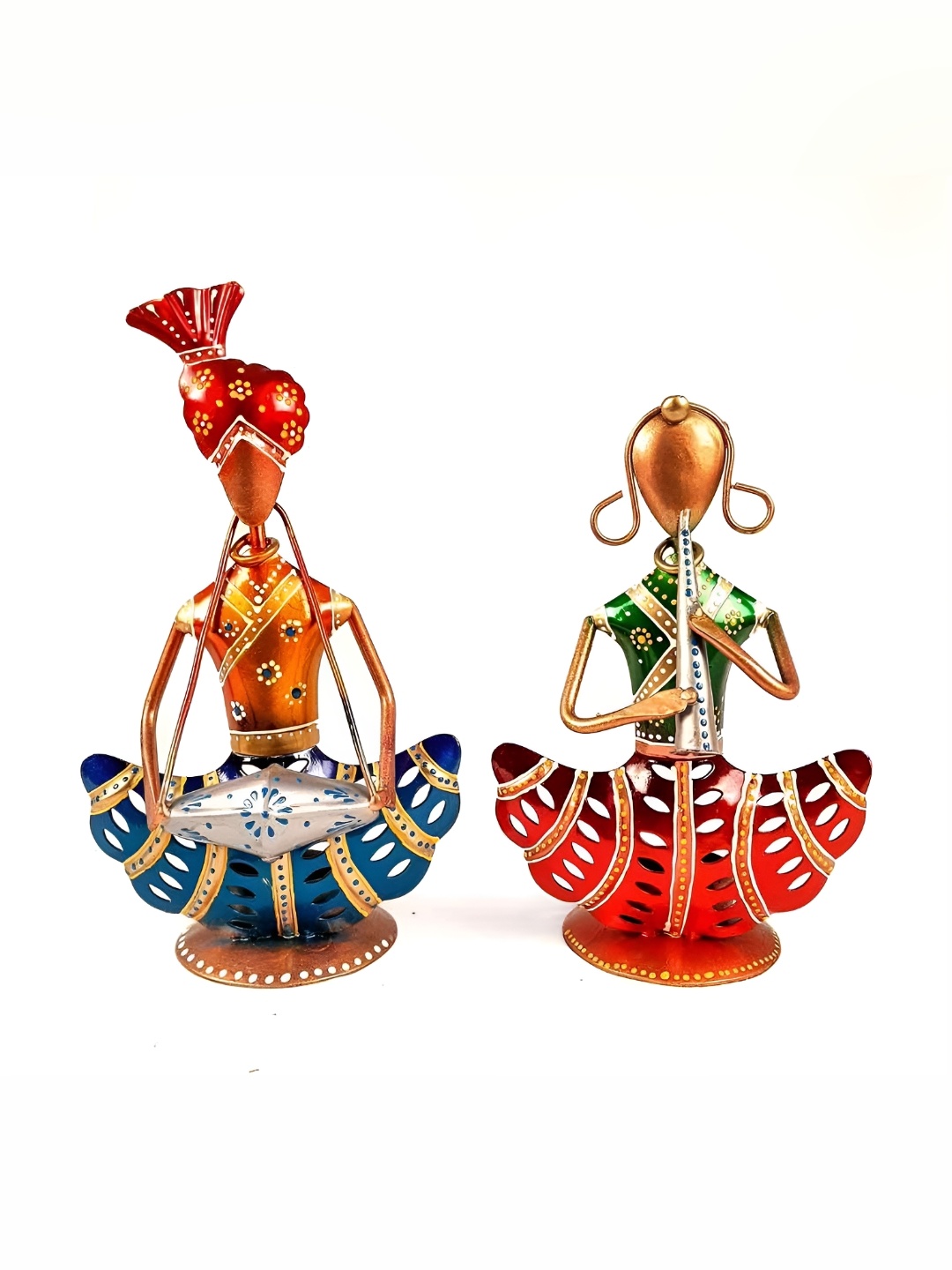 apka mart Green & Orange 2Pieces Tea Light Candle Holders