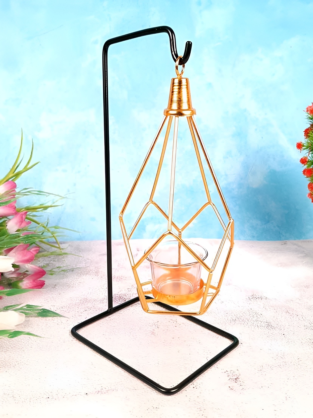 

apka mart Black & Gold-Toned Metal Tea Light Candle Holder