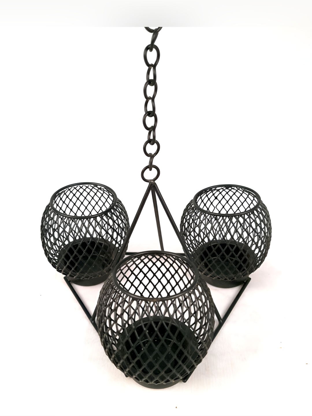 

apka mart Black Textured Ceramic Hanging Candle Holder