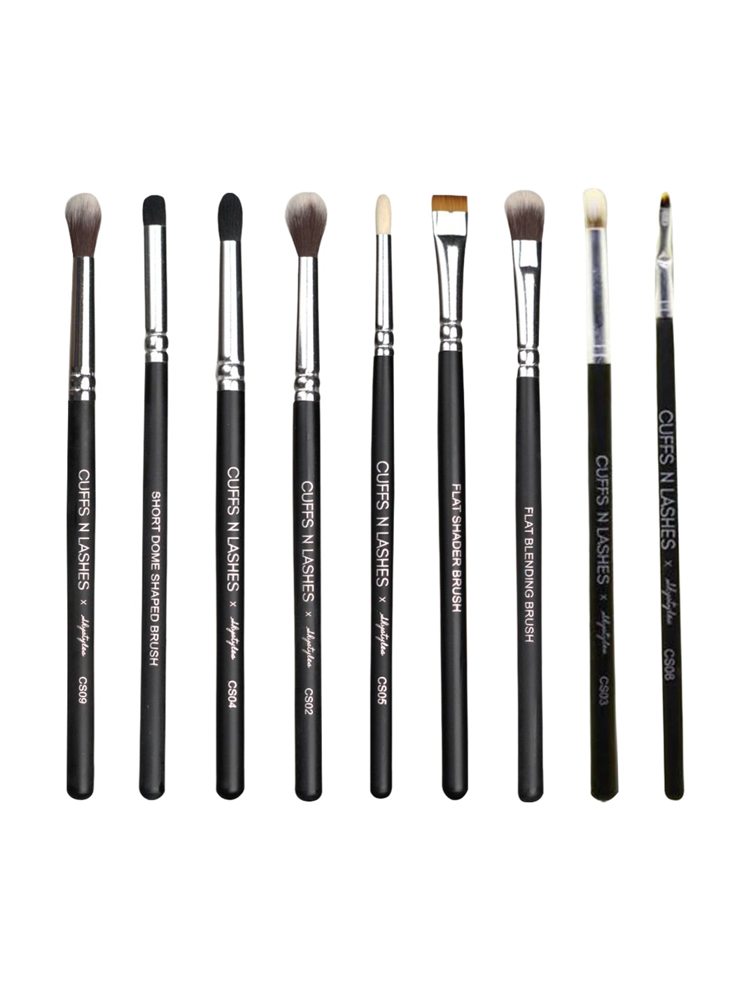 

CUFFS N LASHES Set Of 9 Makeup Brushes Set, Black