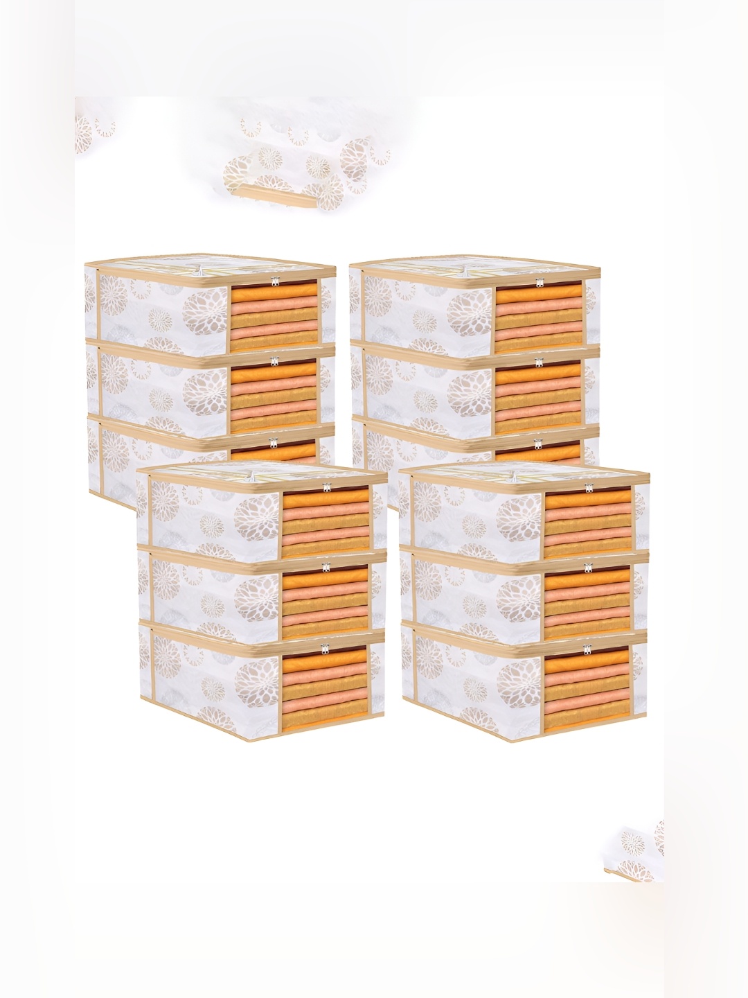 

Kuber Industries White 12 Pieces Printed Drawer Organiser