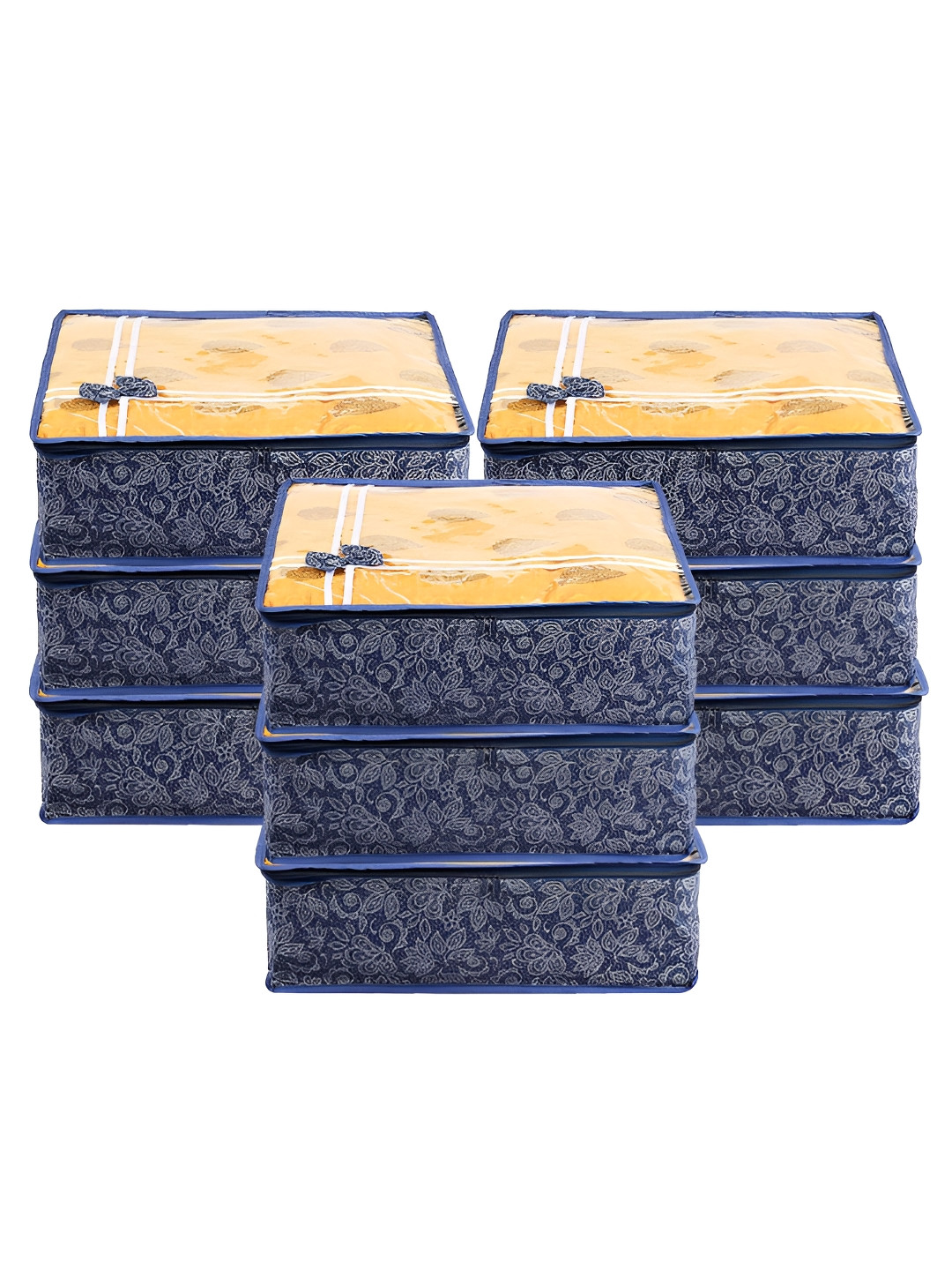 

Kuber Industries Navy Blue 9 Pieces Printed Drawer Organiser
