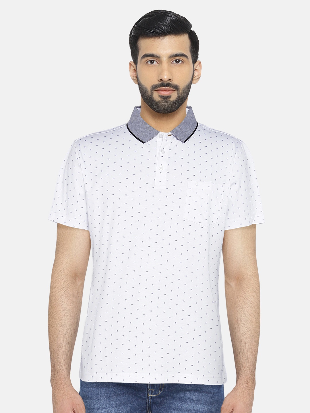 

Arrow Men White Printed Polo Collar T-shirt