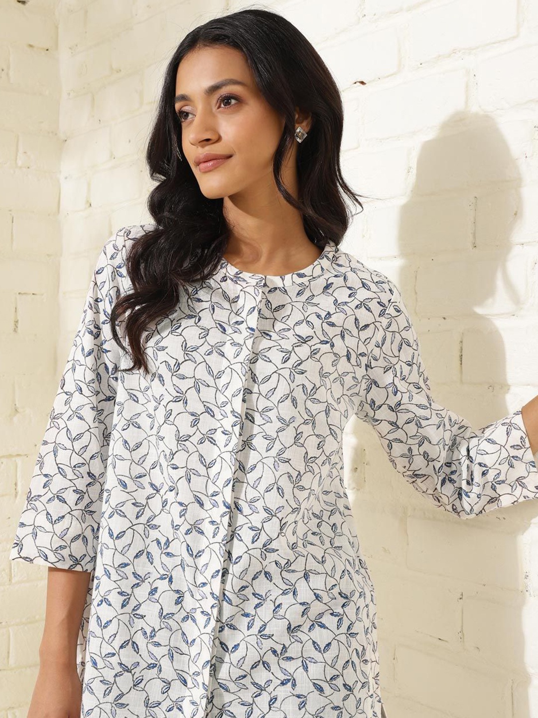 

Fabindia Printed Cotton Hand Block Printed Tunic, White