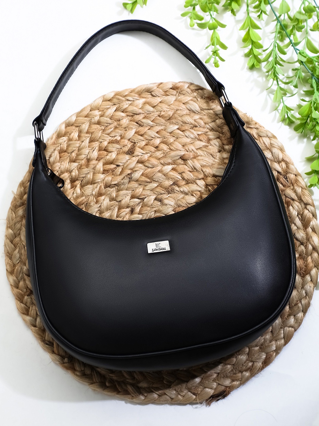 

K London Women Half Moon Hobo Bag, Black