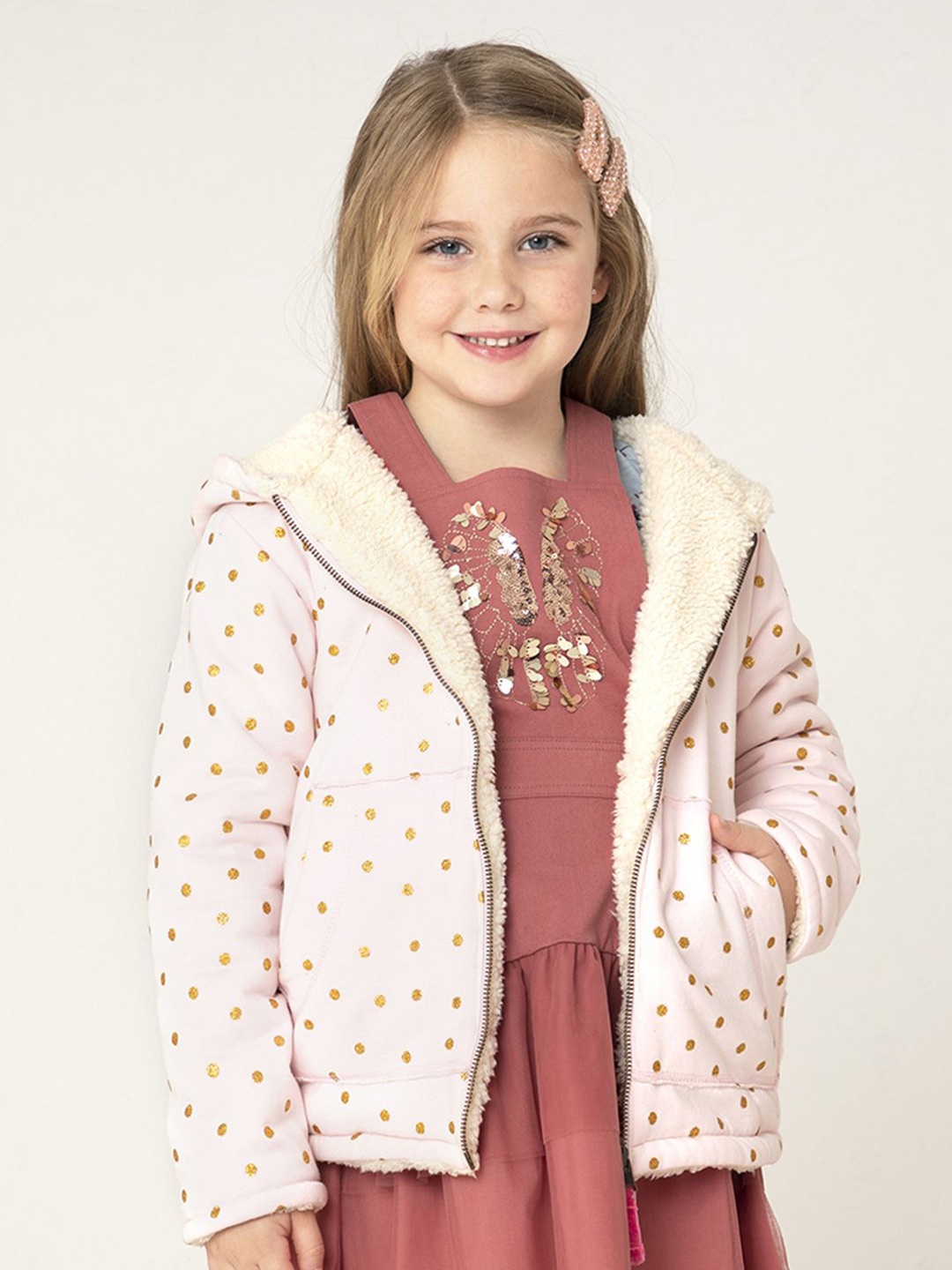 

Cherry Crumble Girls Printed Hooded Sweatshirt, Pink