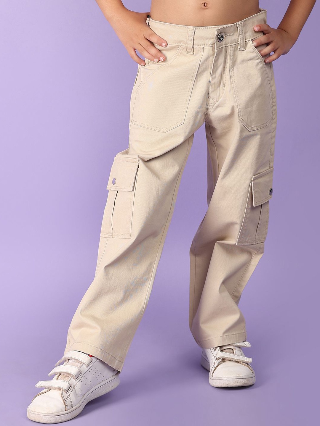 

V-Mart Girls Cargos Trousers, Beige