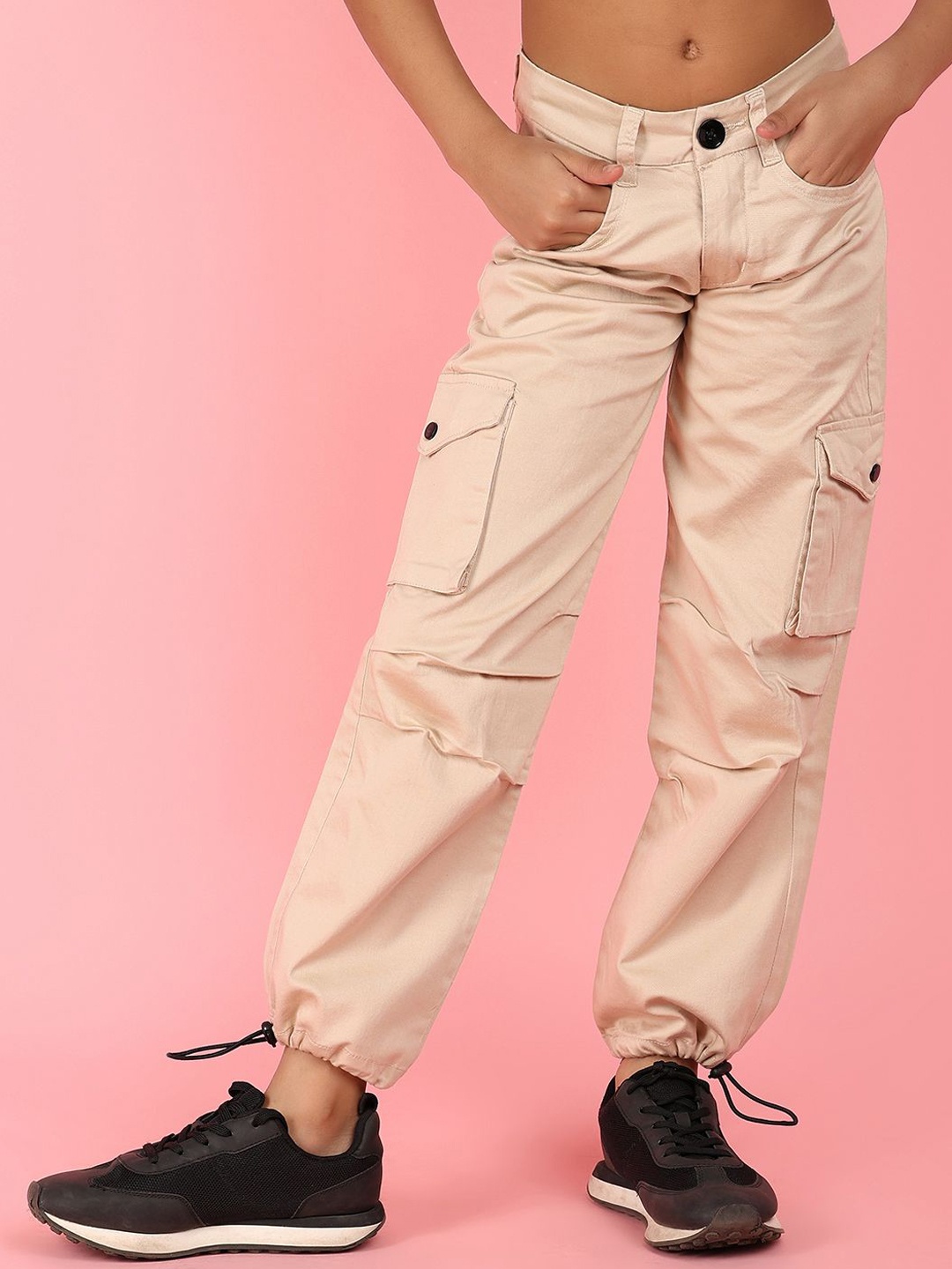 

V-Mart Girls Cargos Trousers, Beige