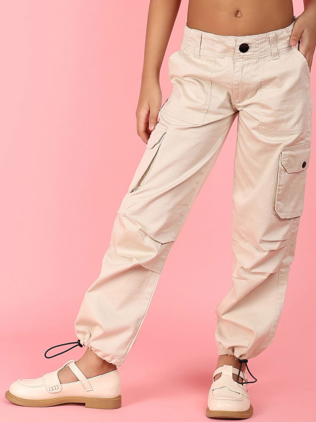 

V-Mart Girls Cargos Trousers, Beige