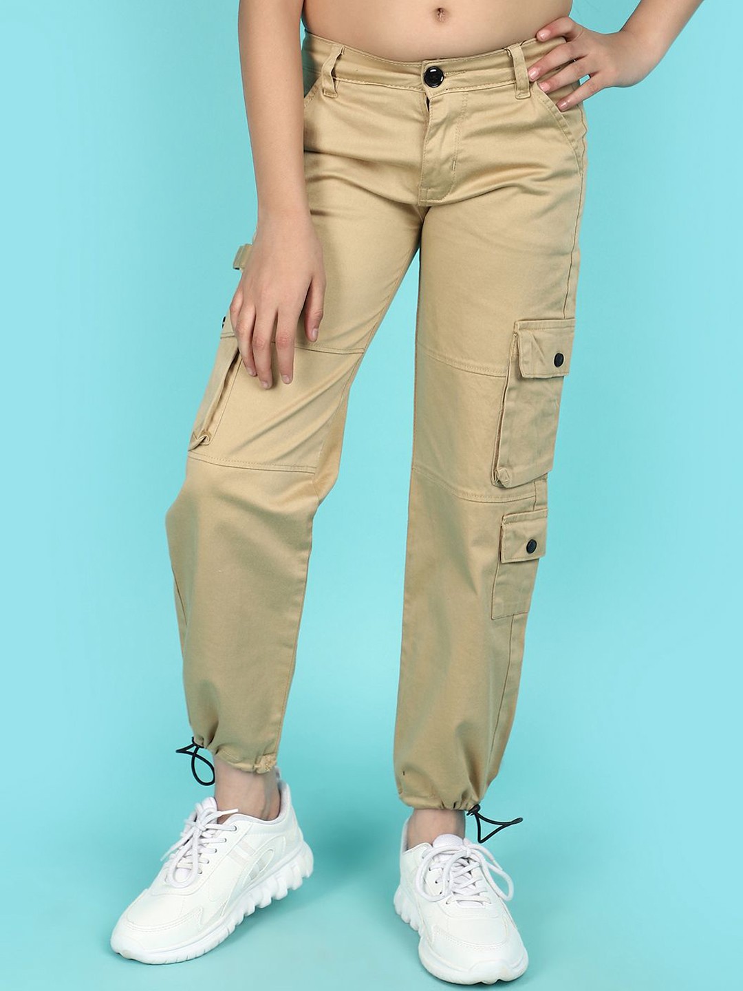 

V-Mart Girls Cargos Trousers, Beige