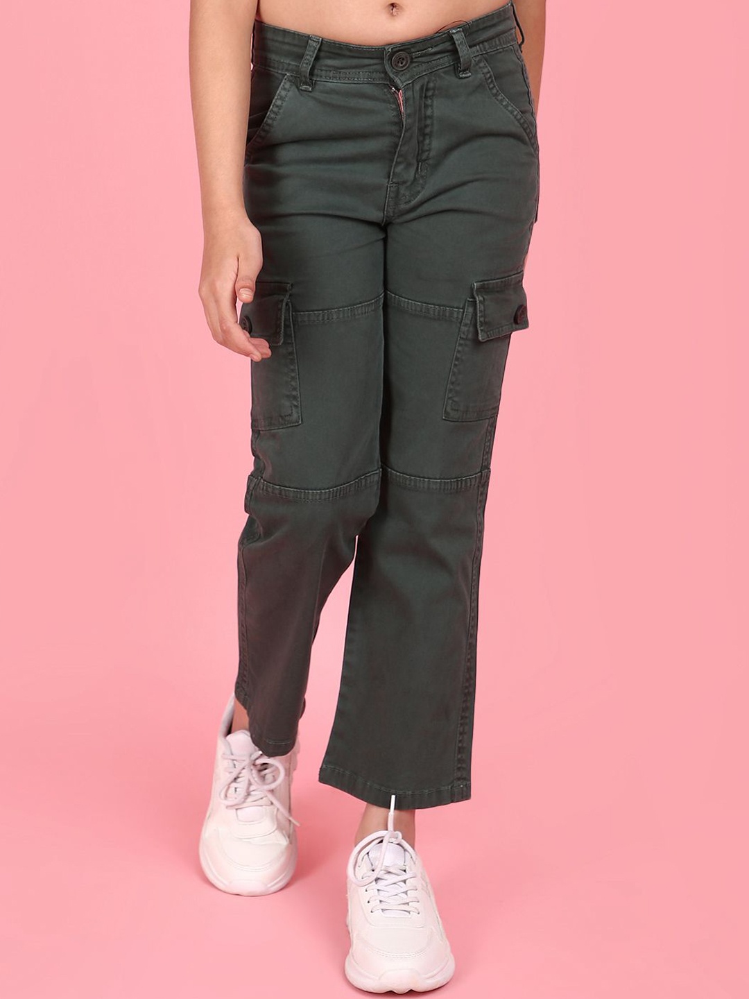

V-Mart Girls Cargos Trousers, Green