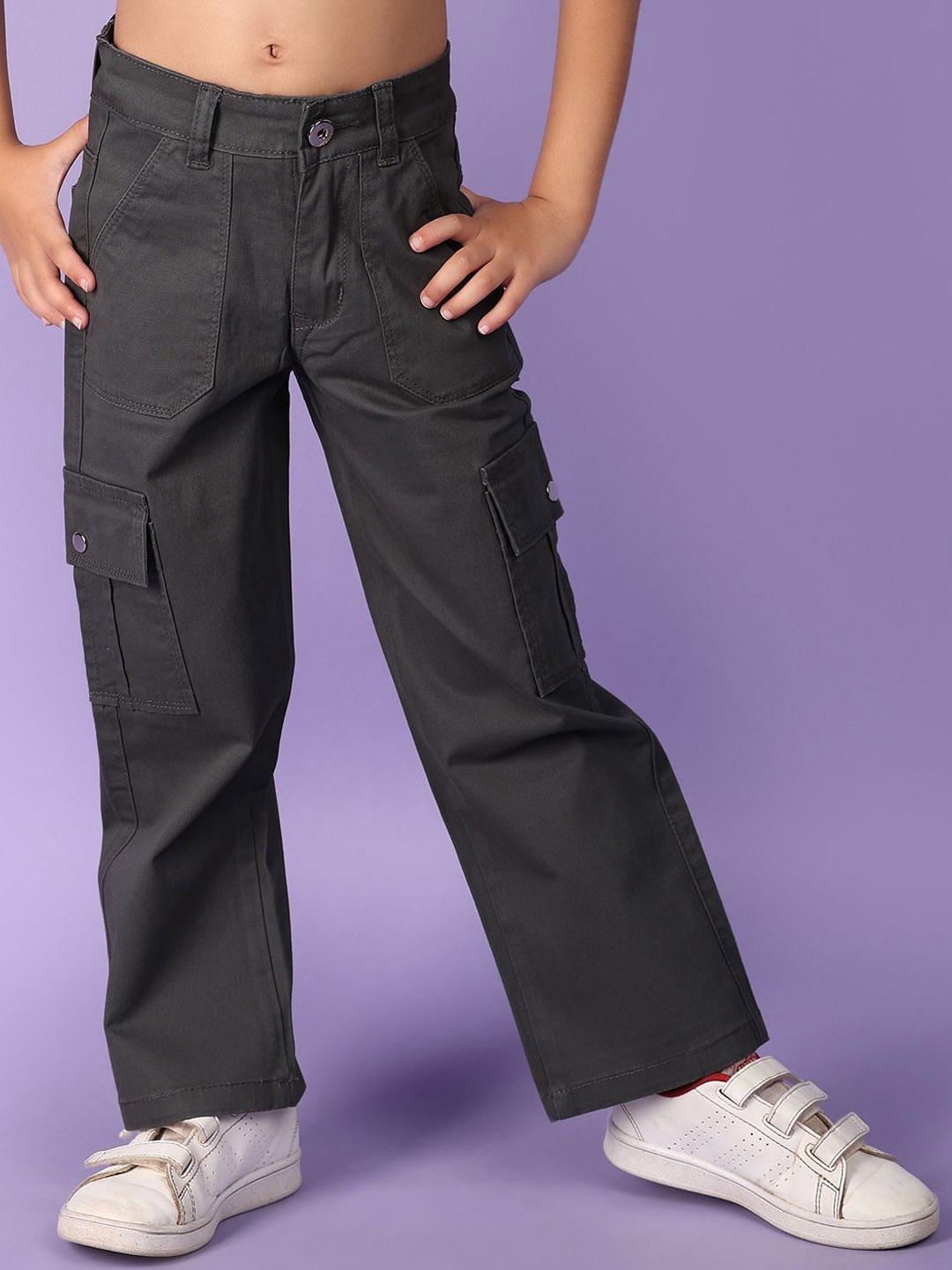 

V-Mart Girls Cargos Trousers, Grey