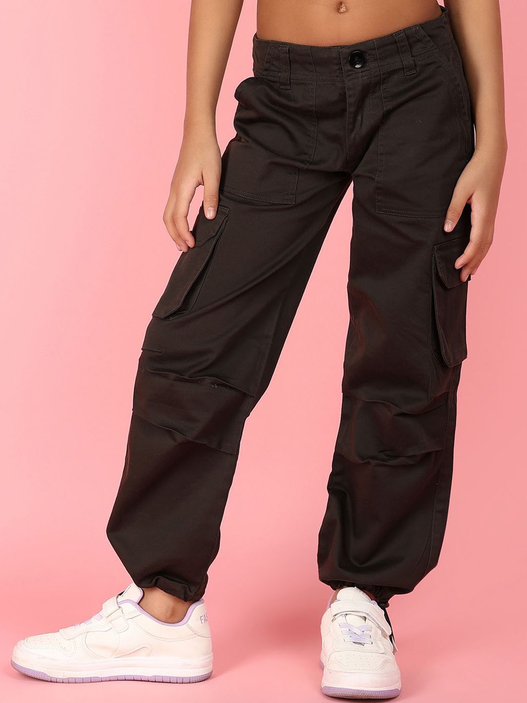 

V-Mart Girls Cargo Trousers, Brown