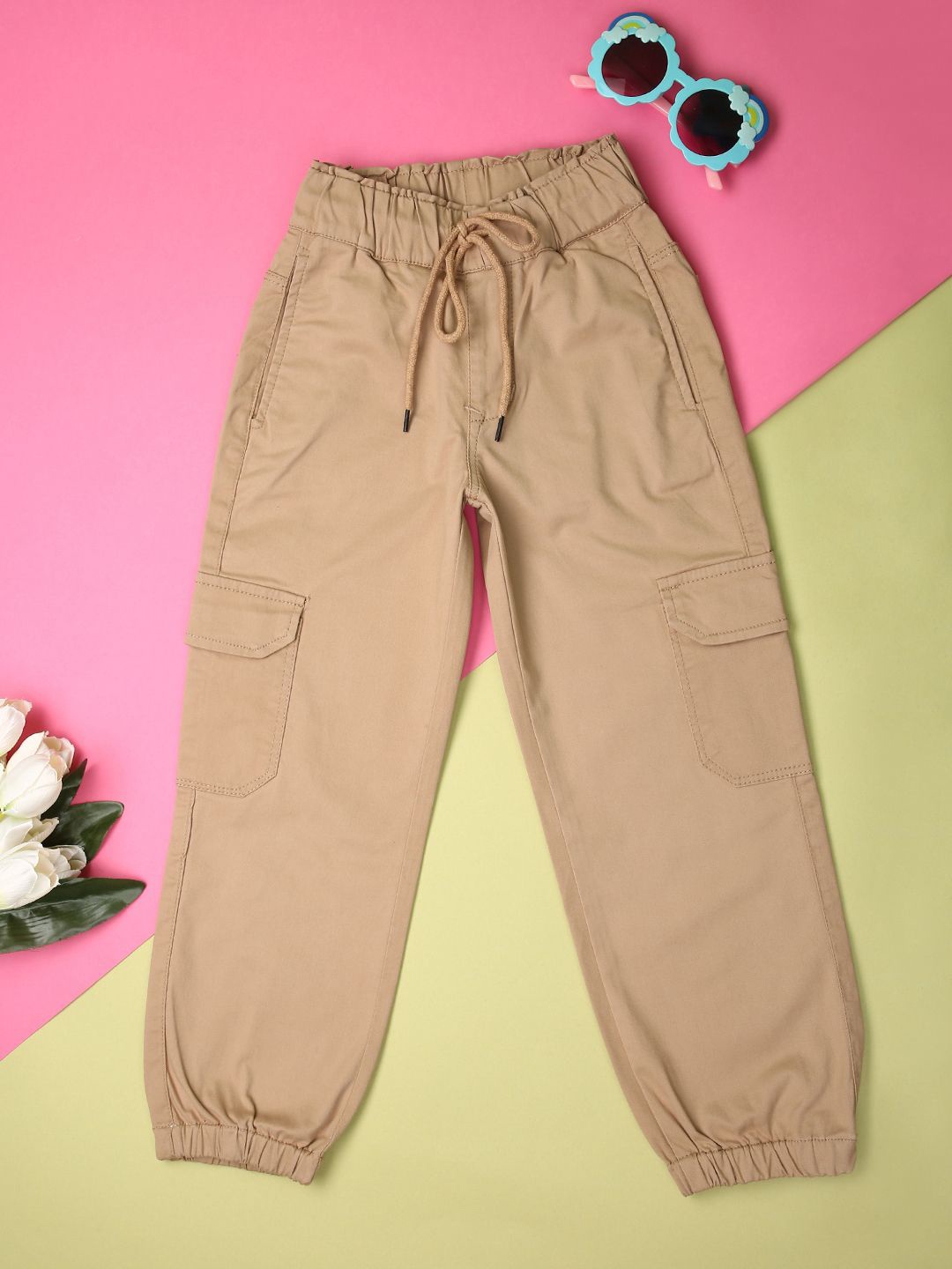 

V-Mart Girls Joggers Trousers, Beige