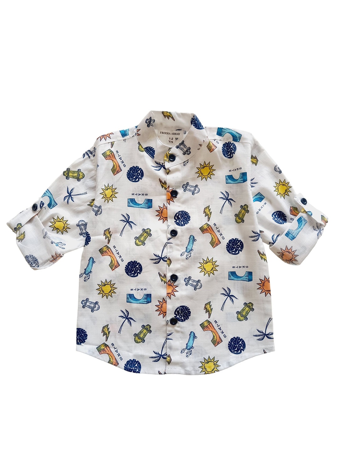 

Freesia Array Boys Comfort Opaque Abstract Printed Casual Shirt, White