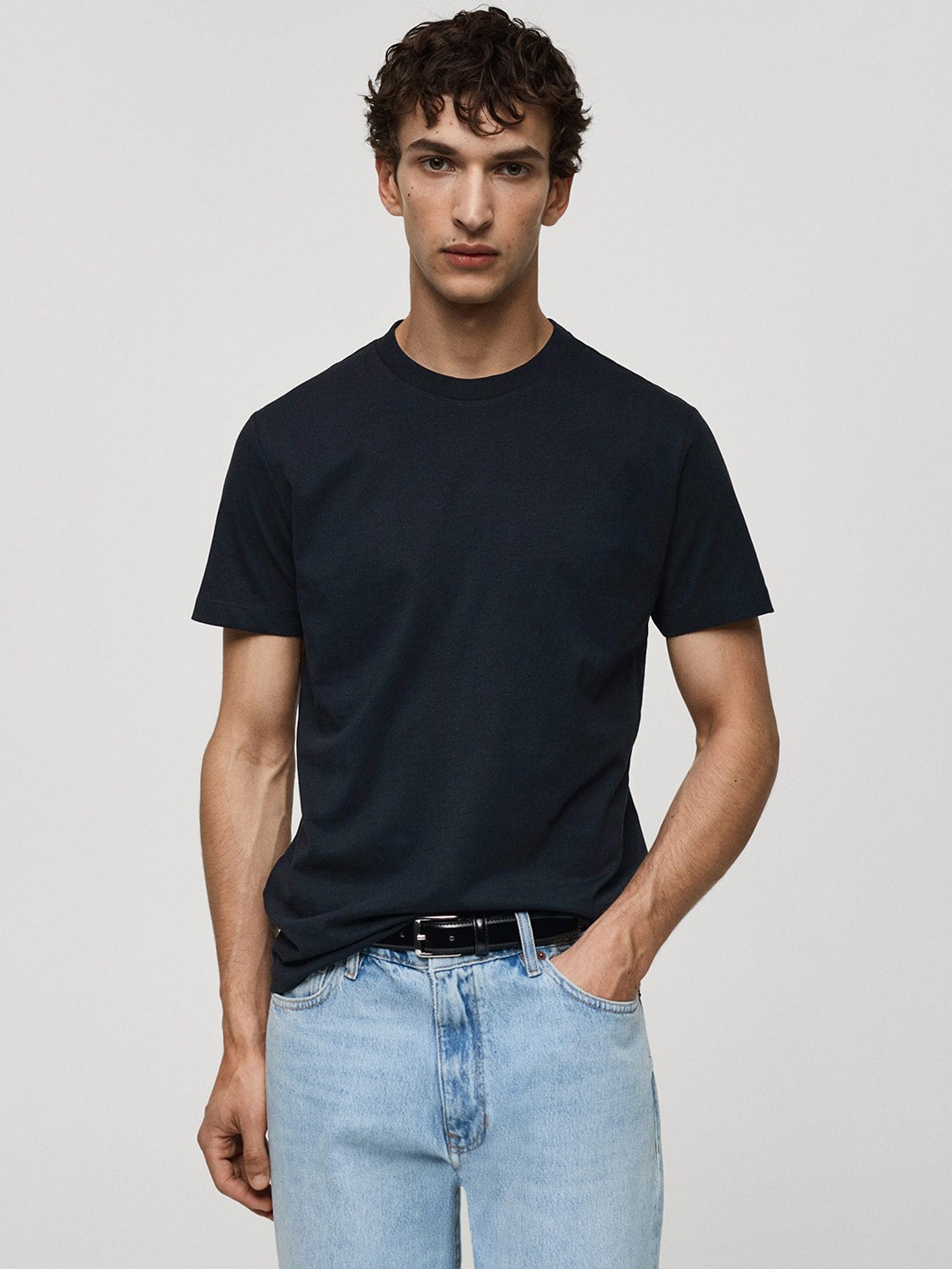 

MANGO MAN Pure Cotton Slim Fit T-shirt, Black