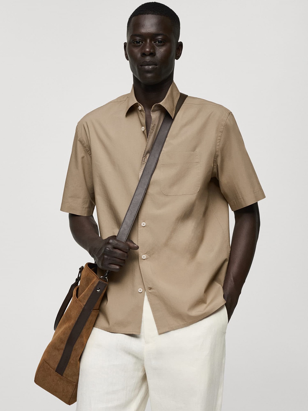 

MANGO MAN Regular Fit Casual Shirt, Beige