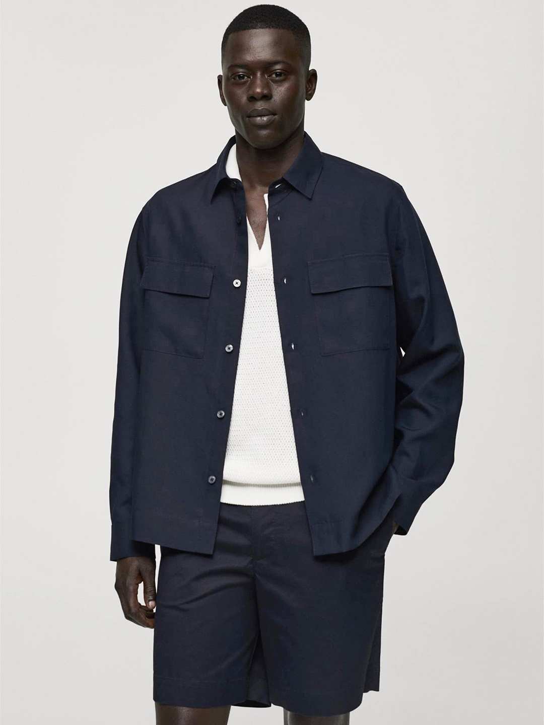 

MANGO MAN Opaque Casual Shacket, Navy blue