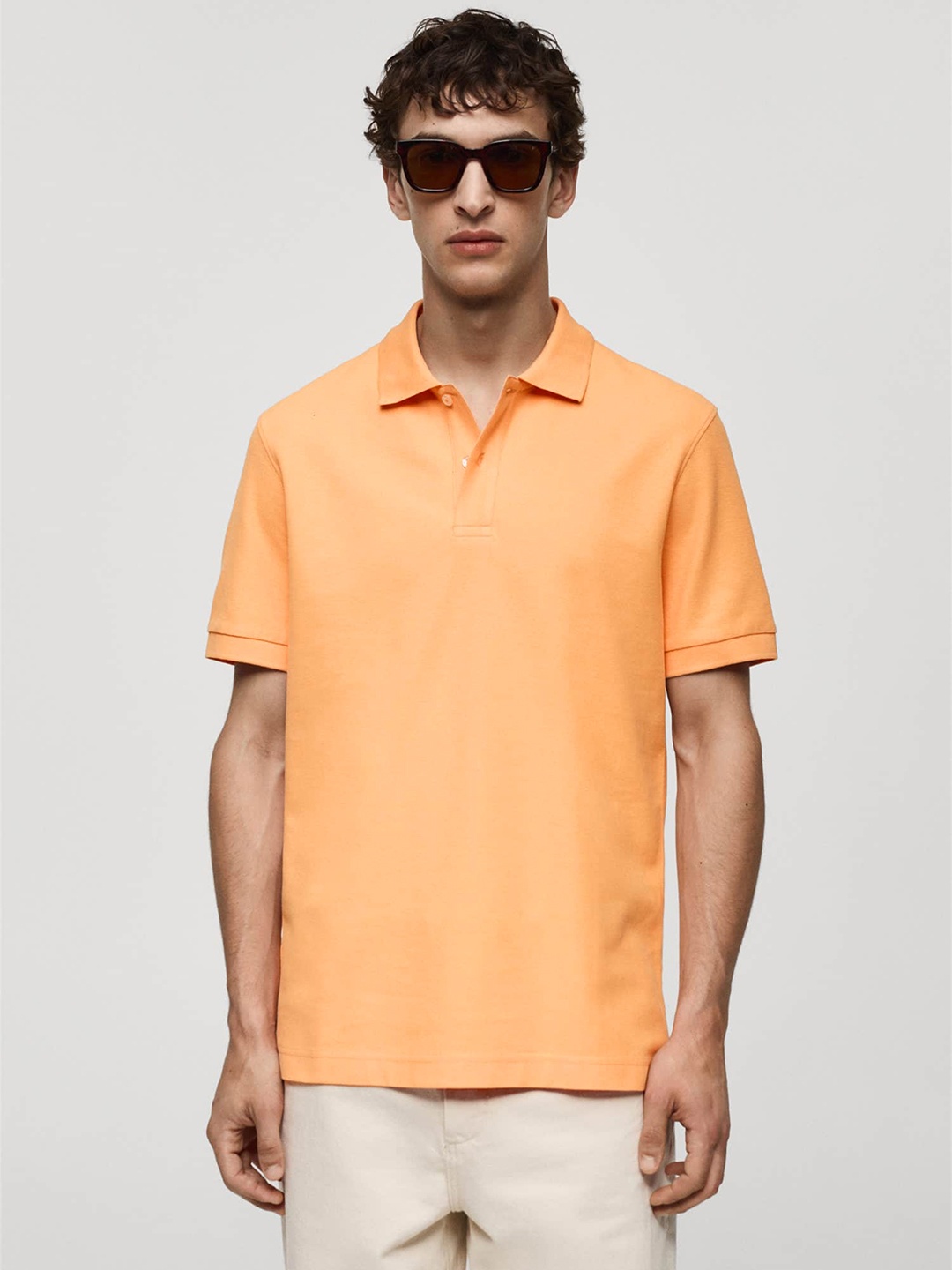 

MANGO MAN Polo Collar Pure Cotton T-shirt, Peach