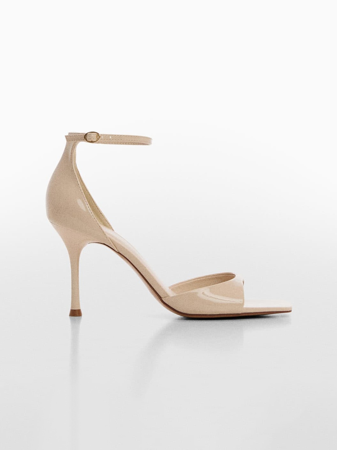 

MANGO Open-Toe Mid-Top Slim Heels, Nude