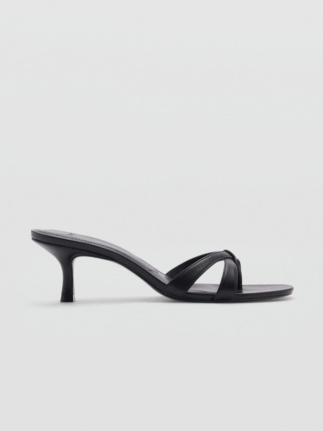 

MANGO Open-Toe Kitten Heels, Black