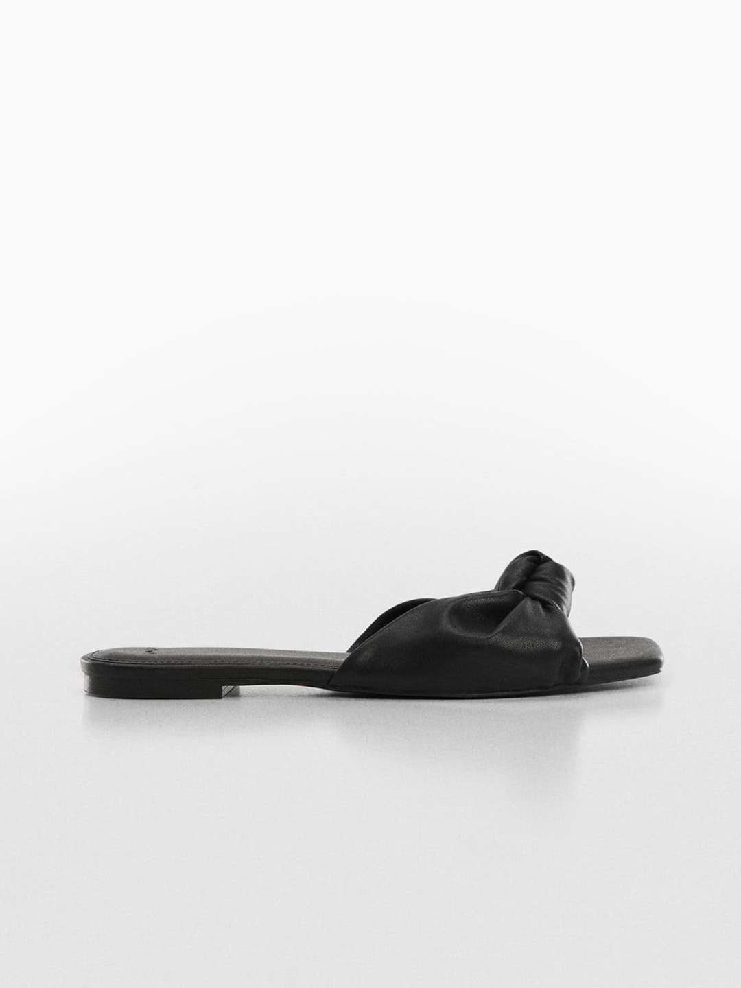 

MANGO Women Open Toe Flats With Knot Detail, Black