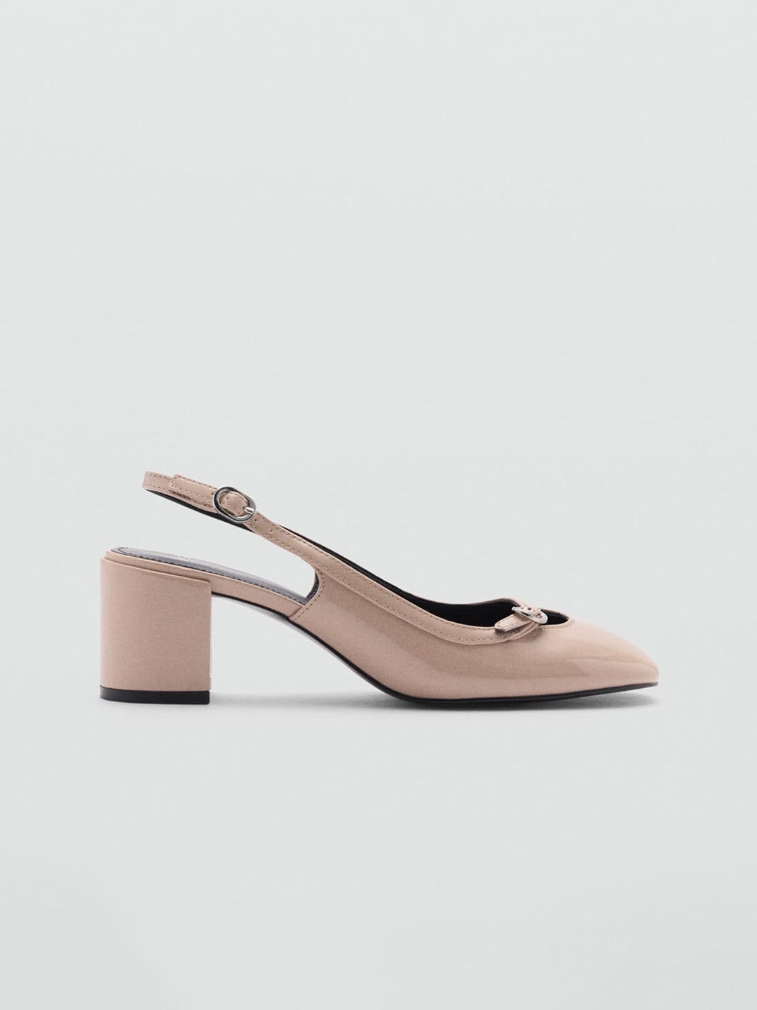 

MANGO Block Heel Pumps with Buckle Detail, Pink