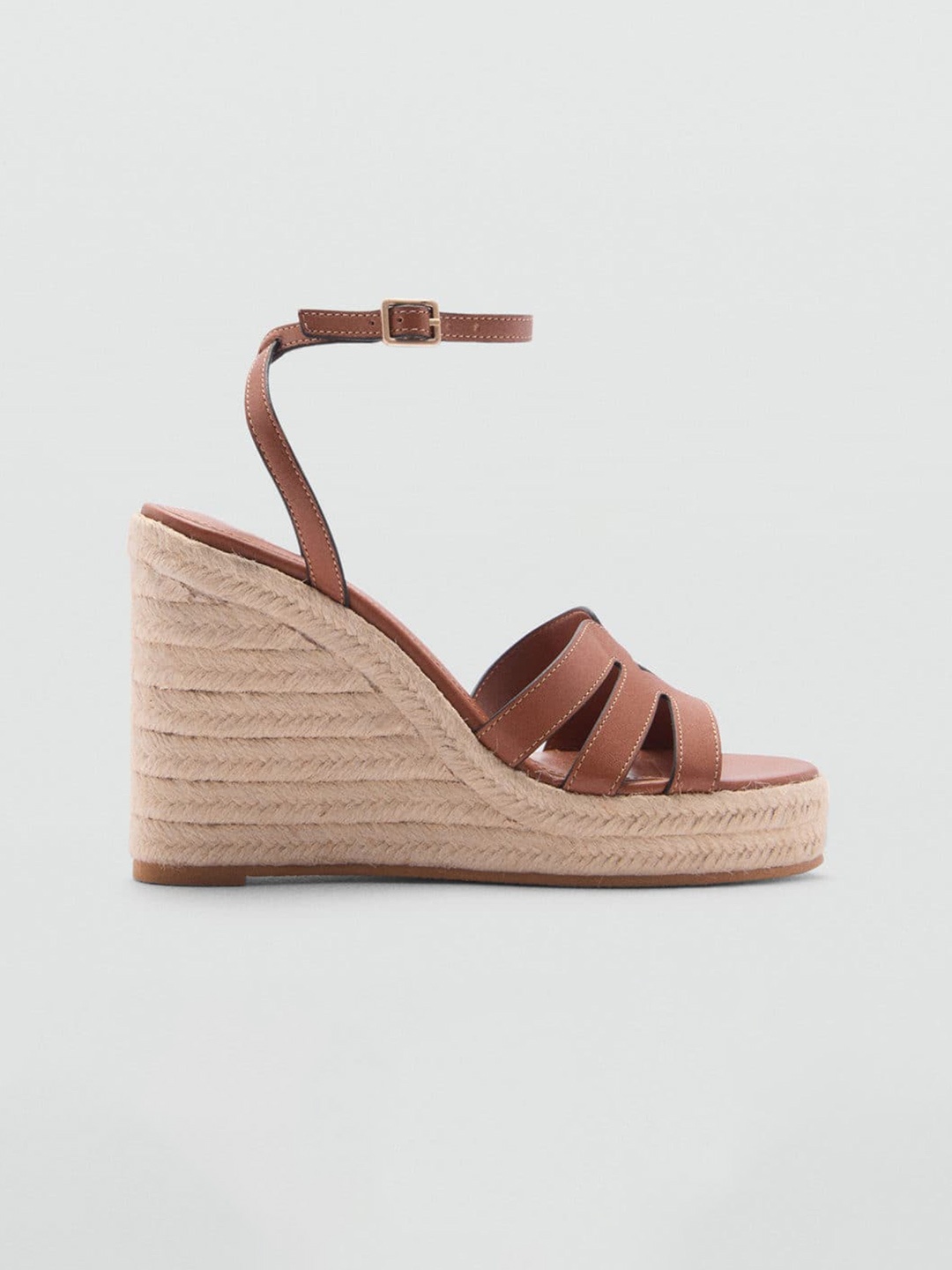 

MANGO Ankle Loop Wedge Sandals, Brown