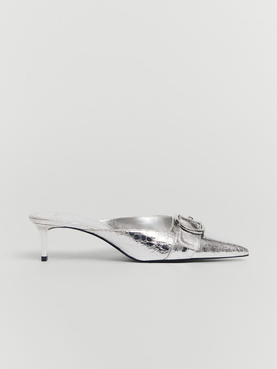 

MANGO Party Kitten Heel Pumps, Silver