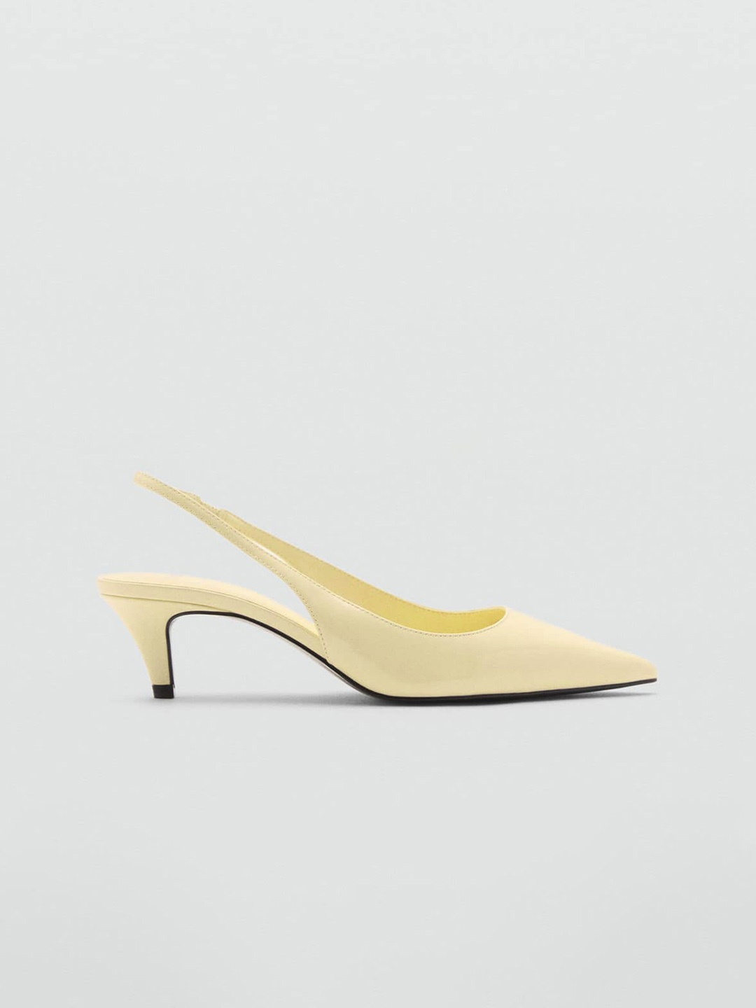 

MANGO Pointed Toe Kitten Heeled Pumps, Yellow