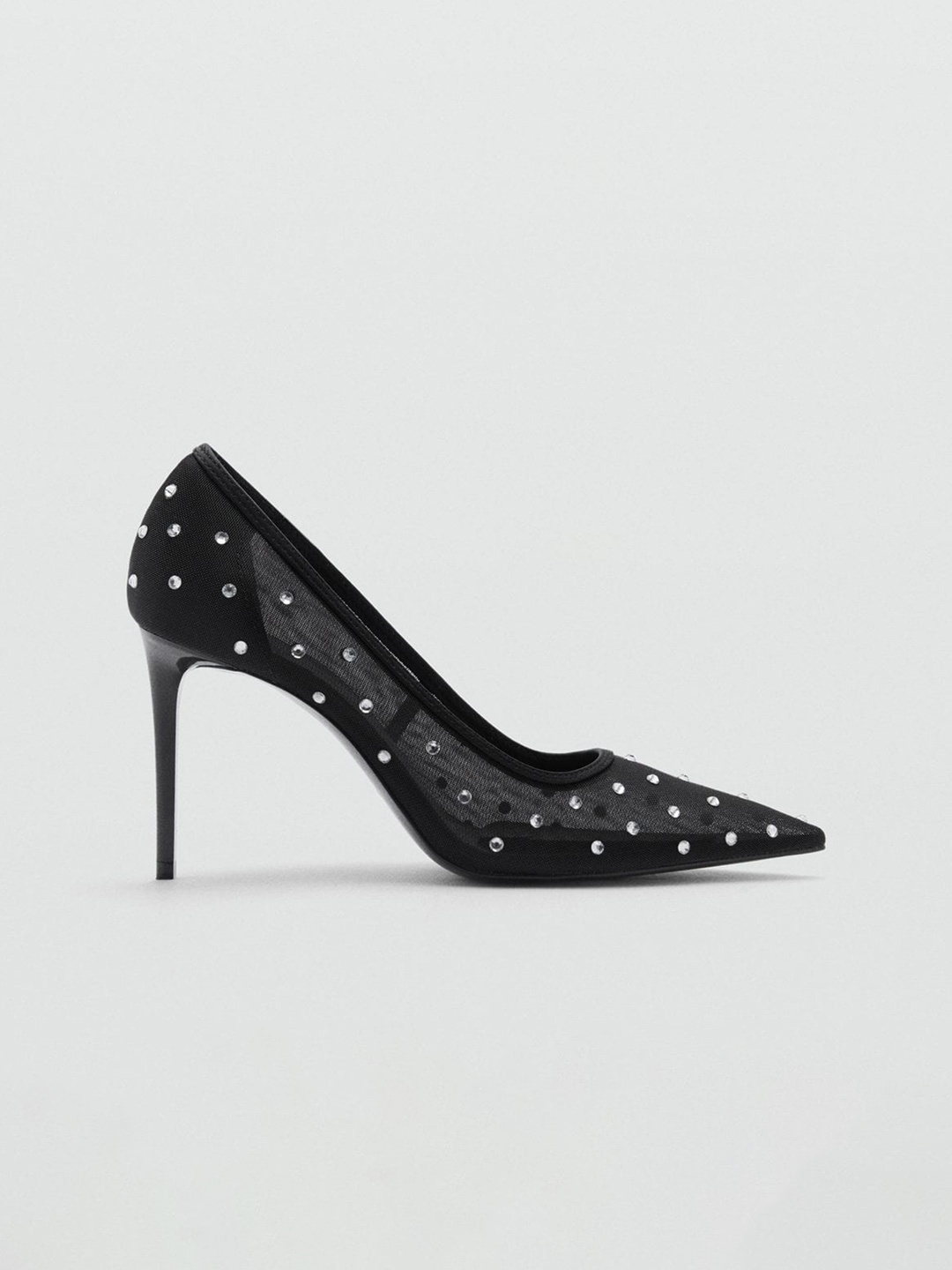 

MANGO Embellished Party Pointed Toe Slim Heeled Pumps, Black