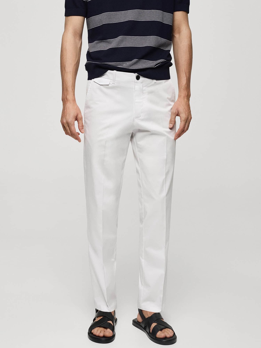 

MANGO MAN Men Pleated Trousers, White