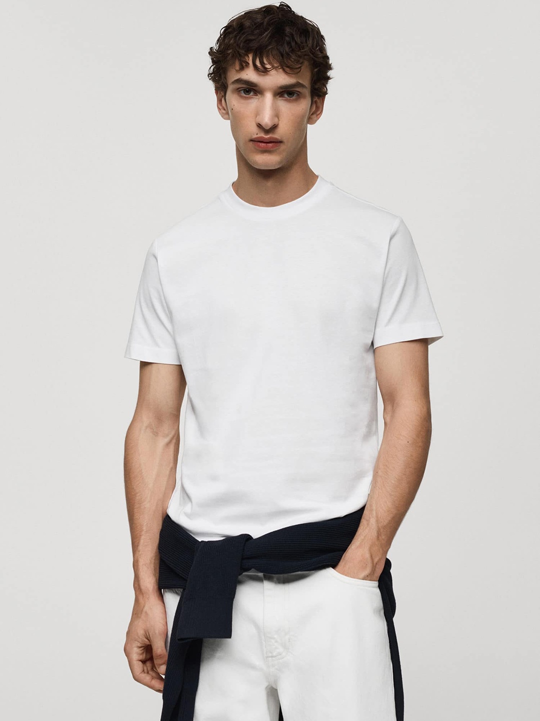 

MANGO MAN Slim Fit Pure Cotton T-shirt, White