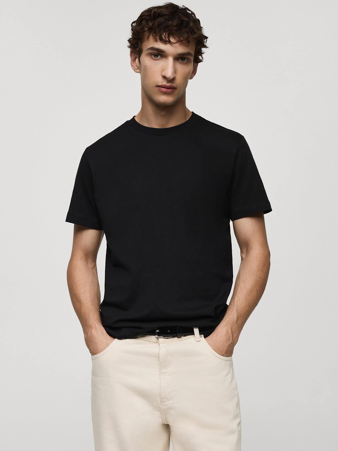 

MANGO MAN Slim Fit Pure Cotton T-shirt, Black