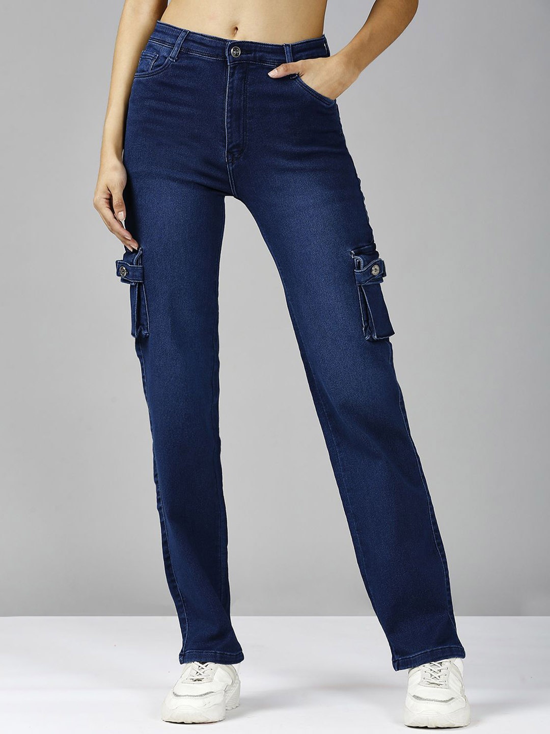 

The Roadster Lifestyle Co. Comfort High-Rise Straight Fit Jeans, Navy blue