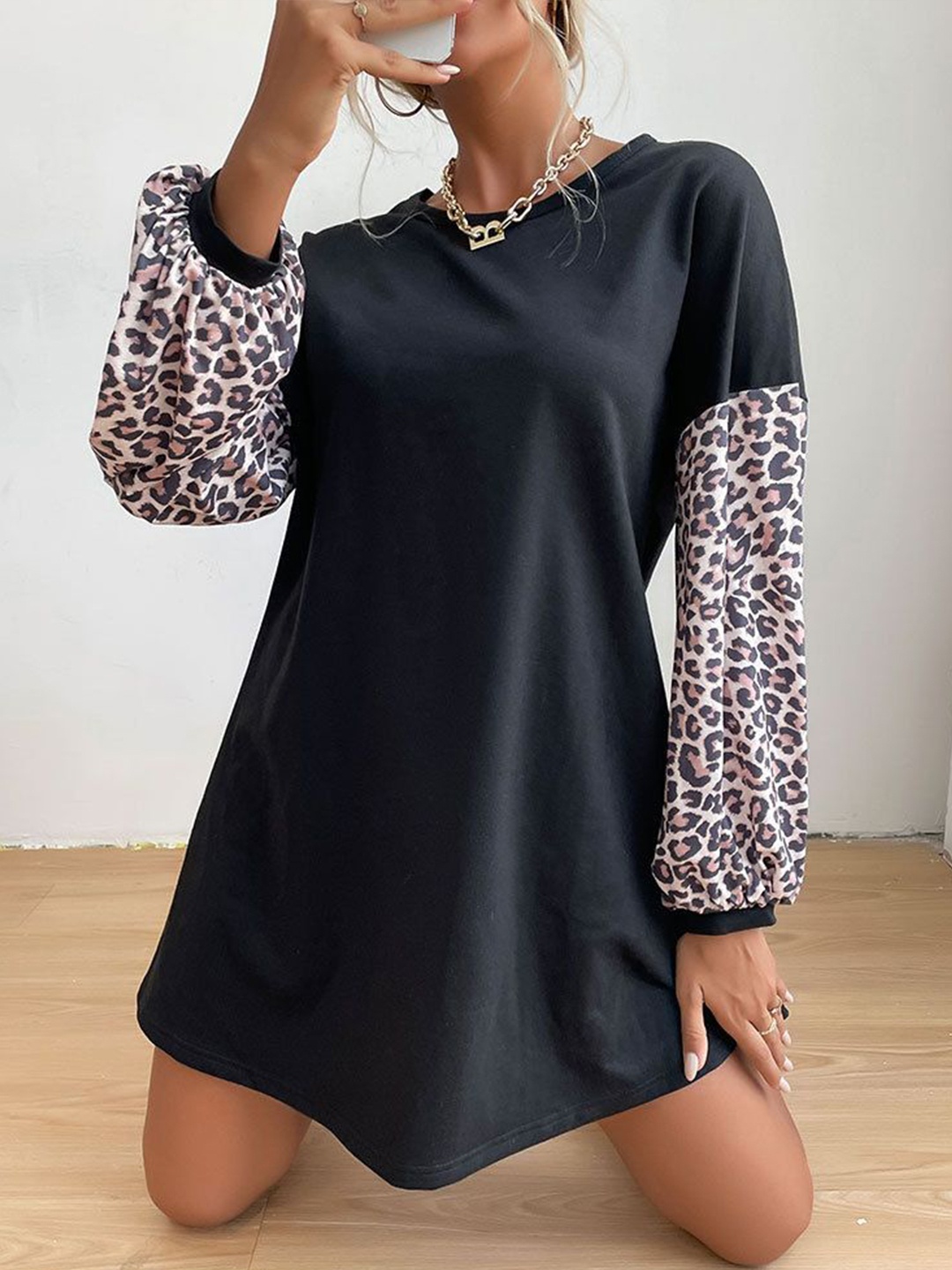 

StyleCast Animal Print Mini Dress, Black