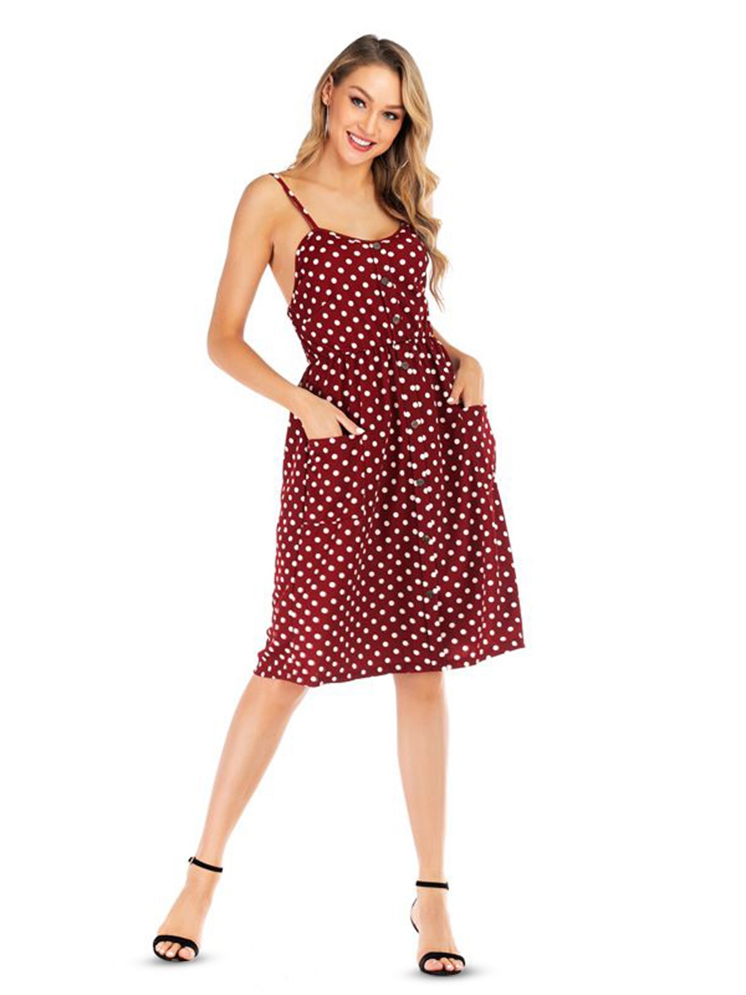 

StyleCast Polka Dot Print A-Line Dress, Maroon
