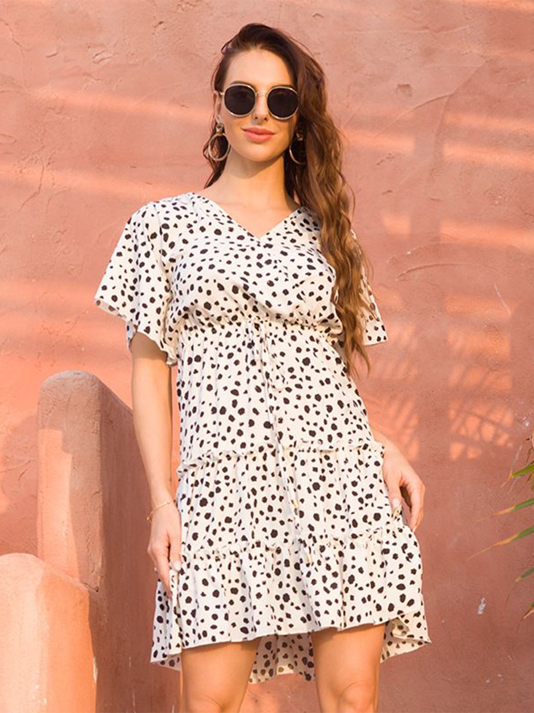 

StyleCast Print Flutter Sleeve A-Line Dress, White