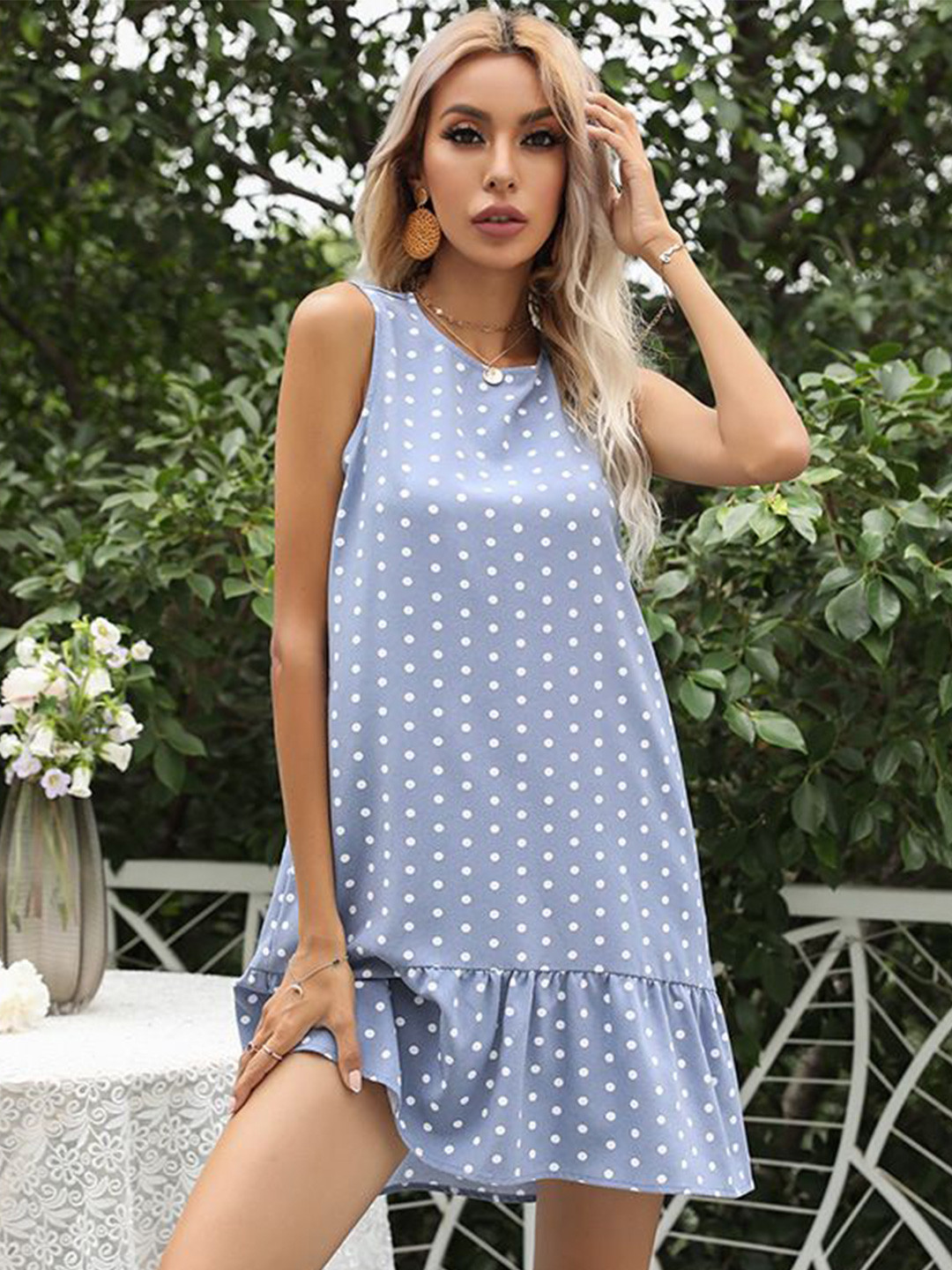 

StyleCast Polka Dot Print A-Line Mini Dress, Blue