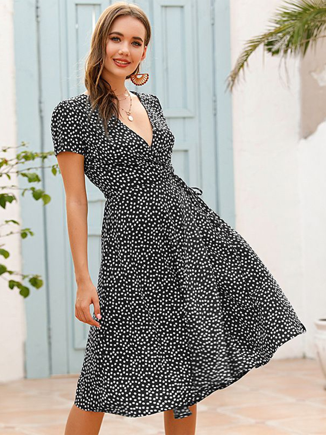 

StyleCast Floral Print A-Line Midi Dress, Black