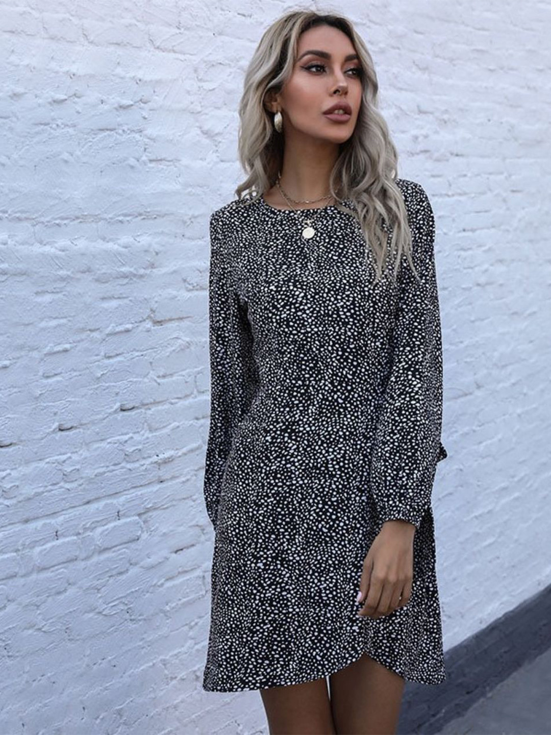 

StyleCast Animal Print Keyhole Neck A-Line Dress, Black