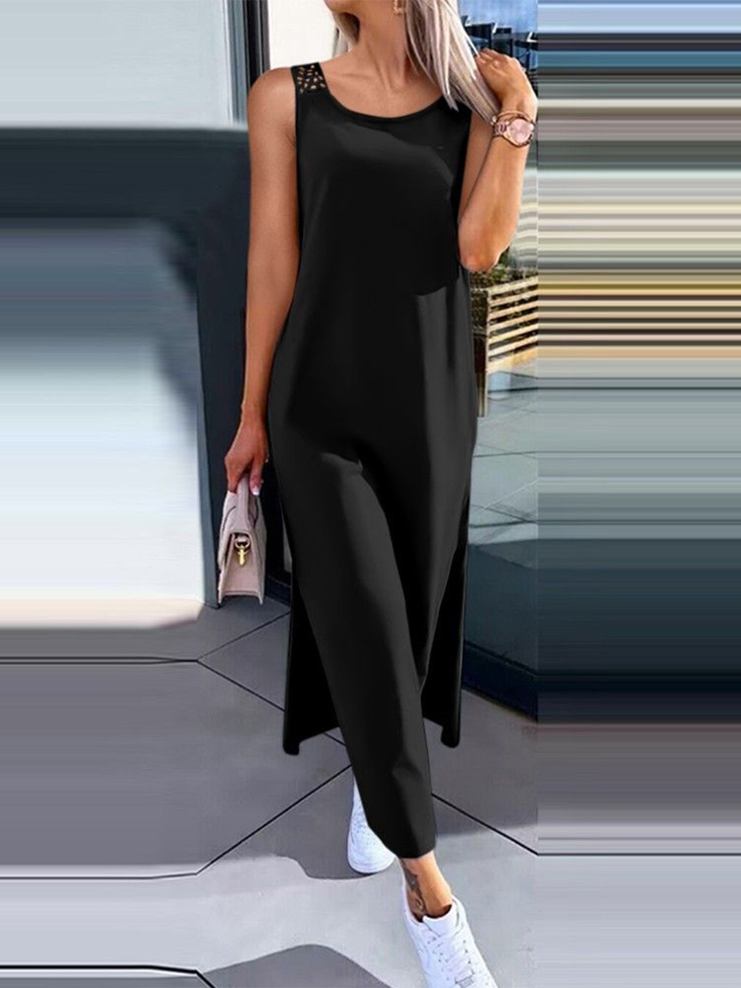 

StyleCast Women Round Neck Maxi Dress, Black