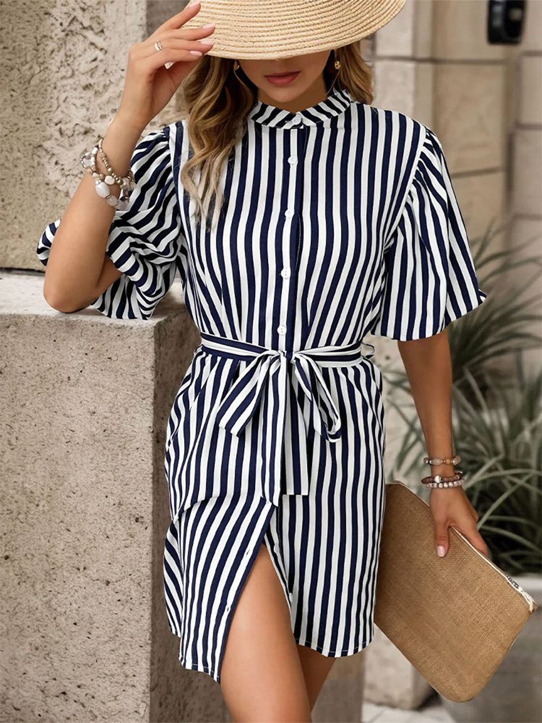 

StyleCast Women Mandarin Collar Shirt Dress, Black