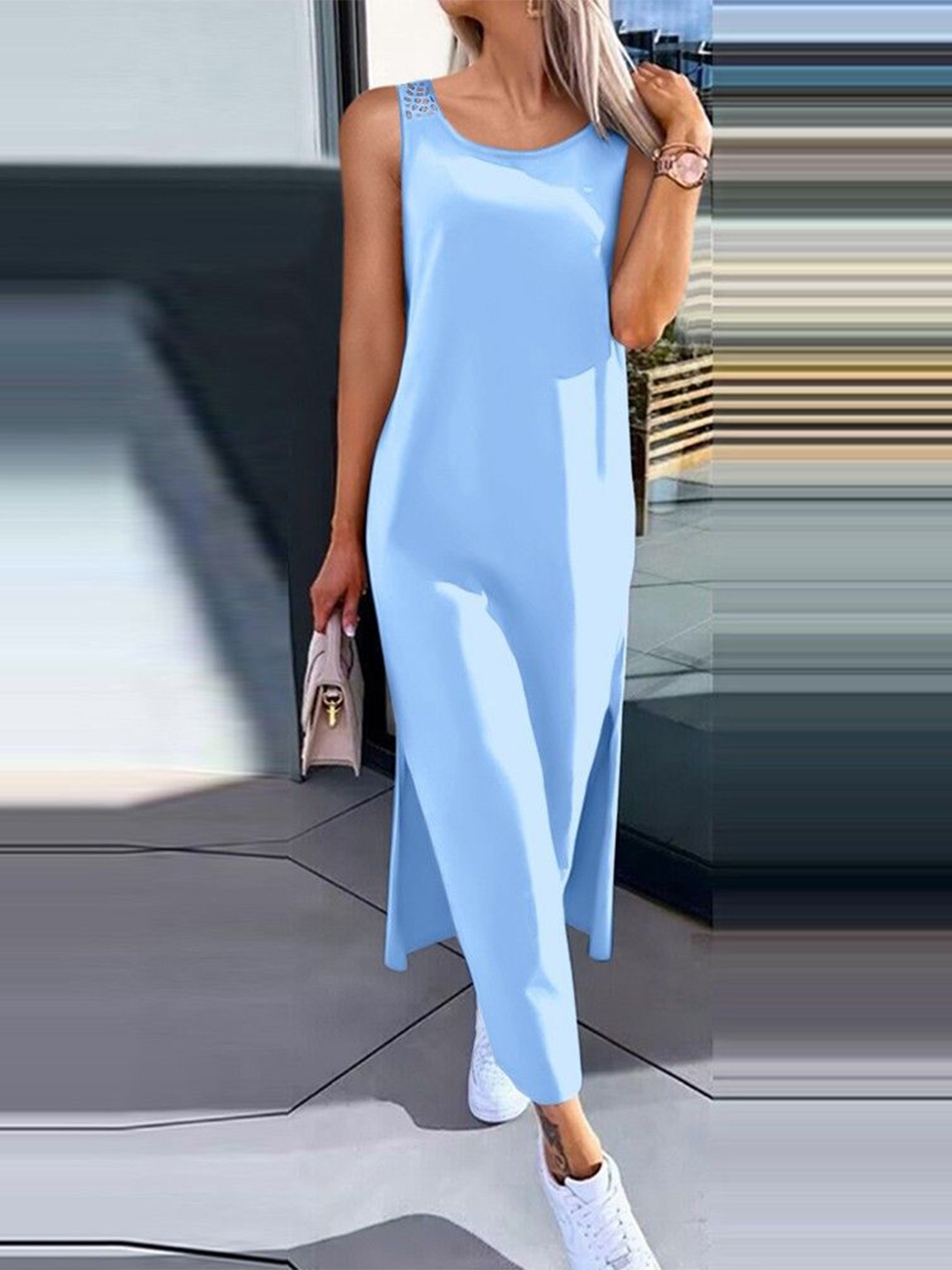 

StyleCast Women Round Neck Maxi Dress, Blue