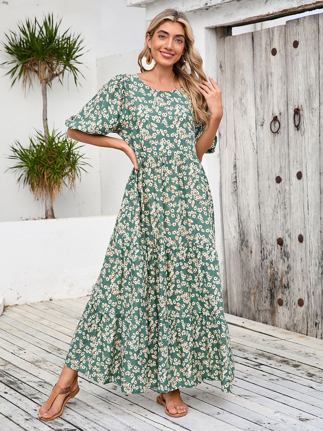 

StyleCast Women Floral Print Maxi Dress, Green