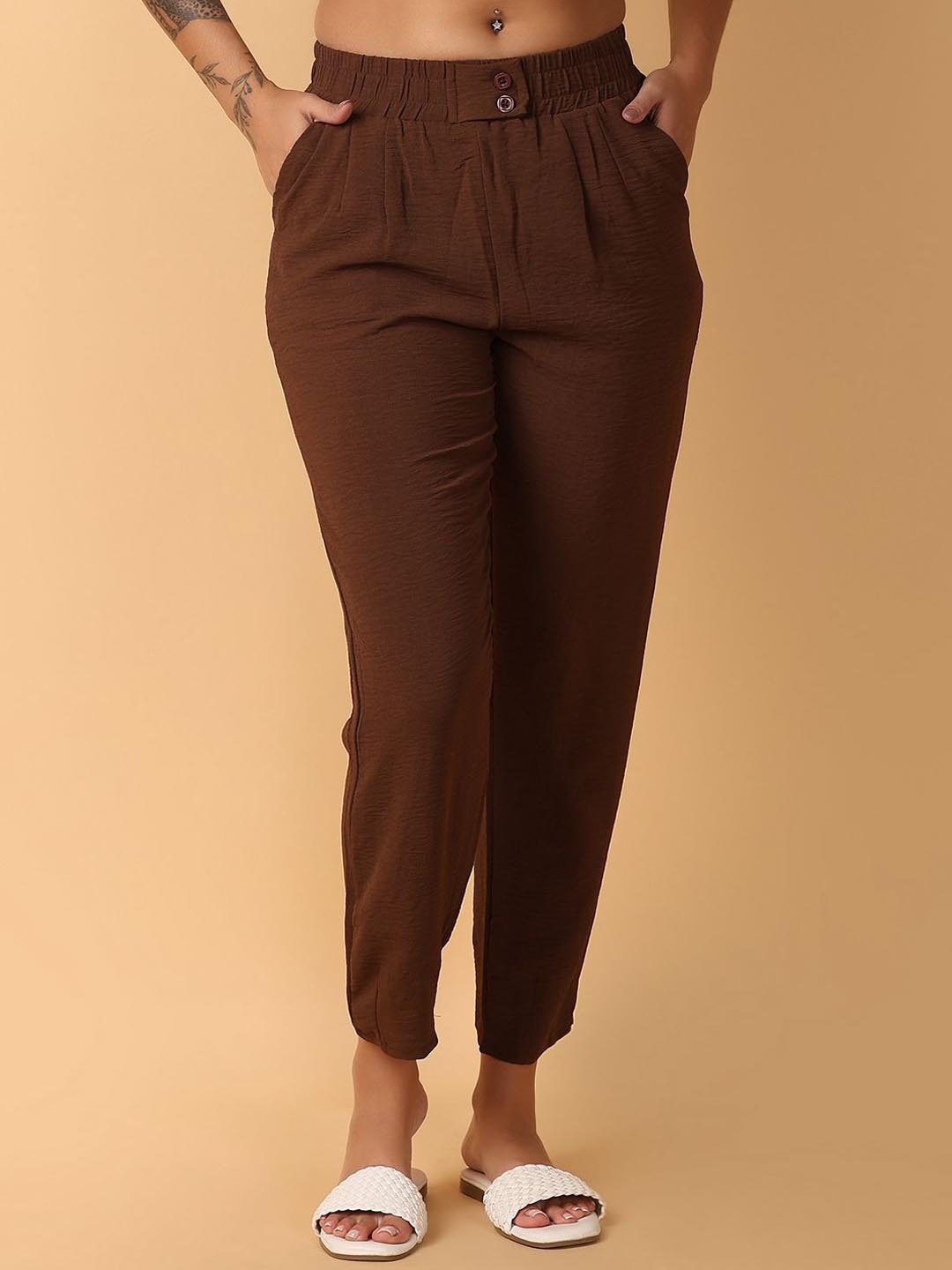 

V-Mart Women Regular Cotton Track Pants, Brown