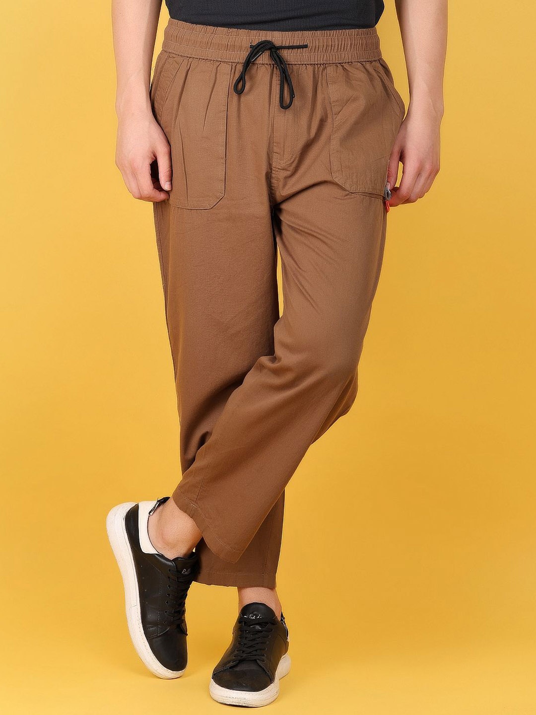

V-Mart Men Mid-Rise Cotton Track Pants, Khaki