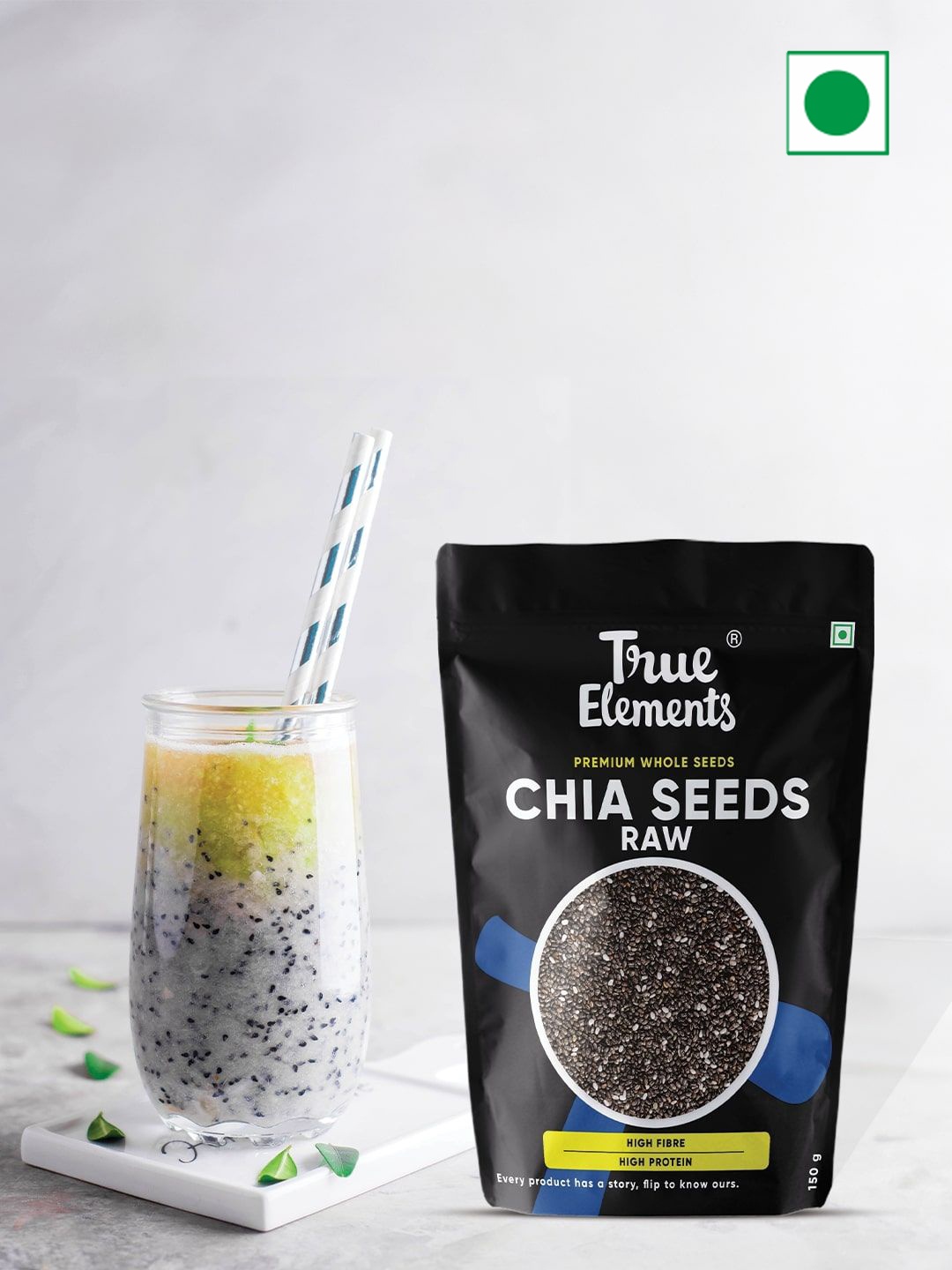 

True Elements Pack Of 3 Black Raw Chia Seeds 150g