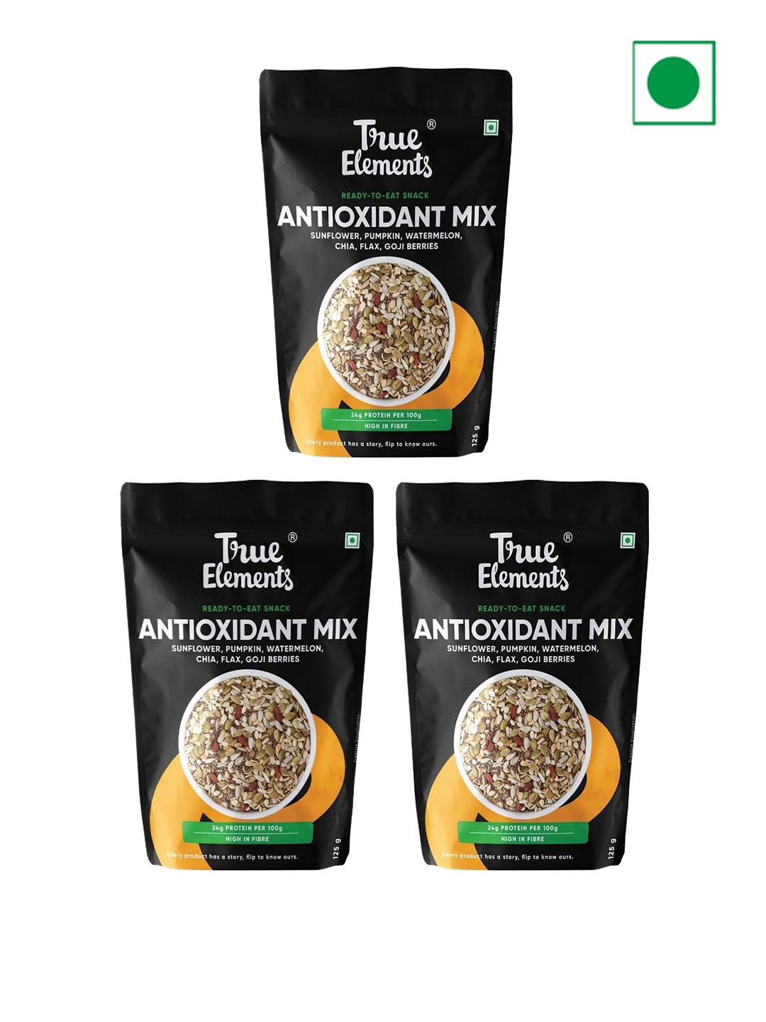 

True Elements 3-Pcs Antioxidant Seeds Trail Mix 375 g, Black
